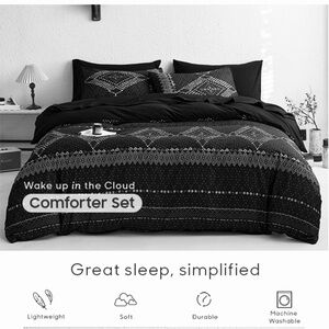 Wake In Cloud Boho Comforter Set, 3 Pieces, King Sized